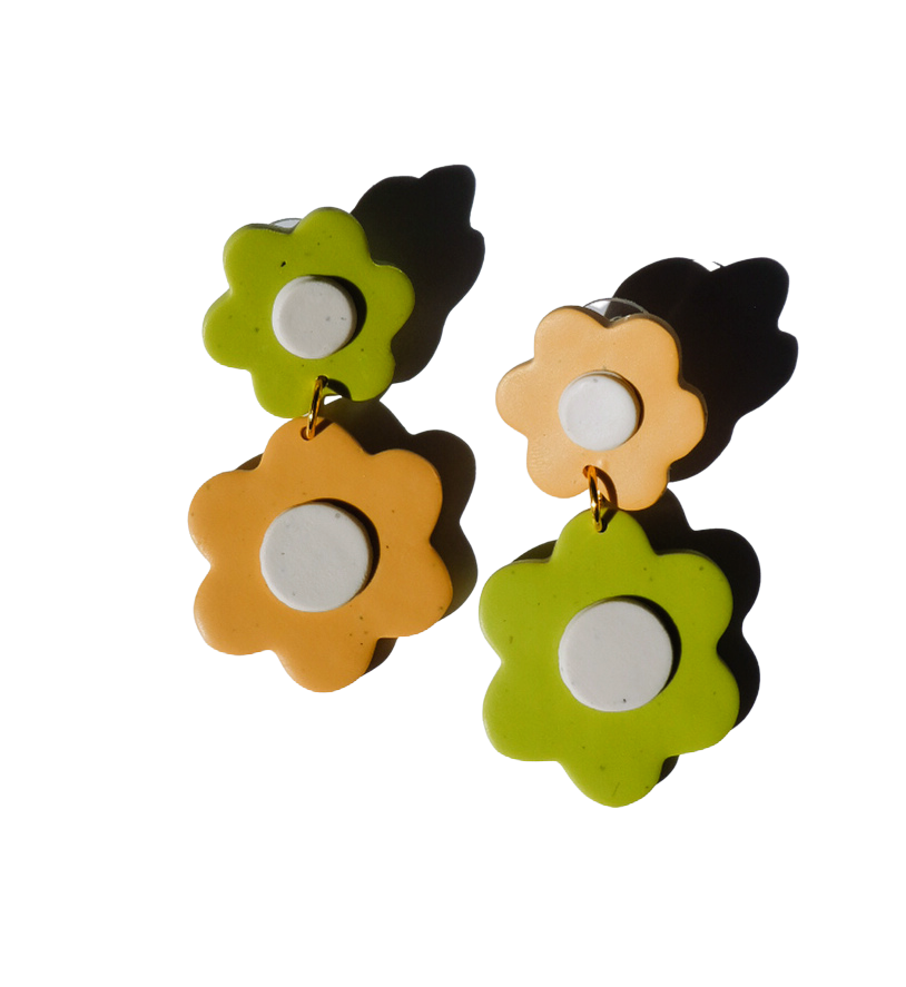 Retro Colorblock Flowers